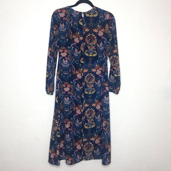 I. Madeline Midi Dress Small Long Sleeve Floral - Picture 3 of 11